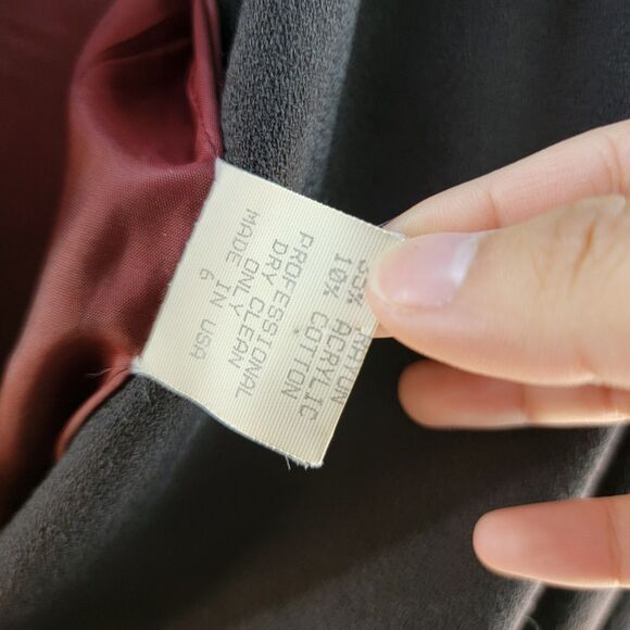 Vintage Chetta B Black100% Wool Coat Front Opening Hidden Button Fur Trim 6 - Picture 5 of 10